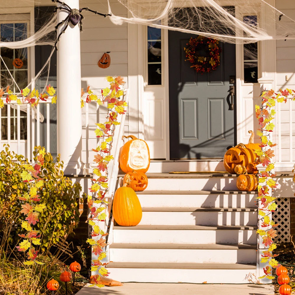 Декоративная гирлянда из искусственных кленовых листьев 1 75 м | Дом и сад