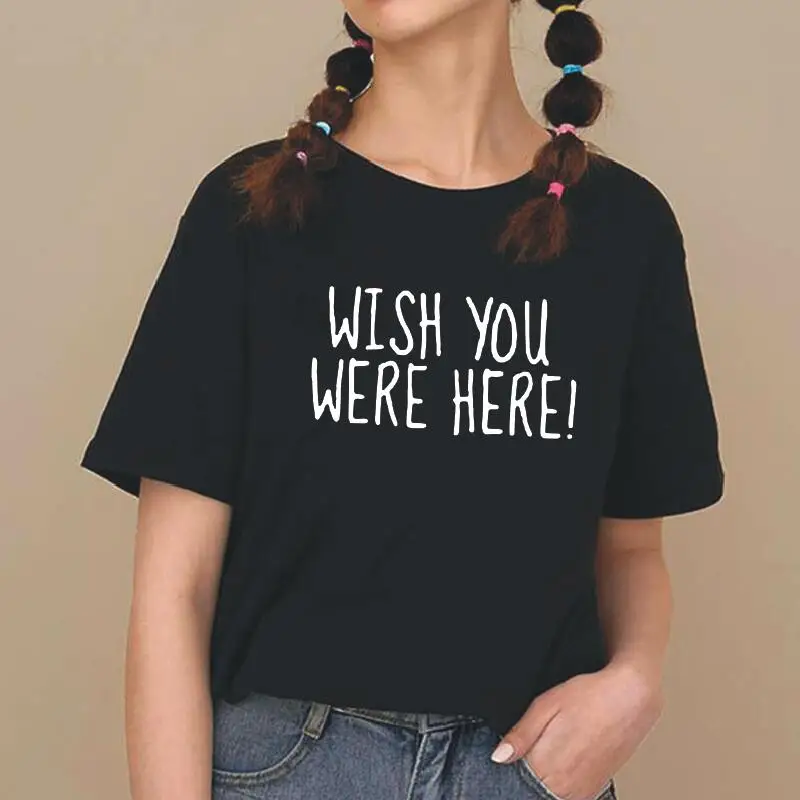 

Забавная женская футболка, желаю вам быть здесь! Футболка с буквенным принтом, женские топы, хипстерская футболка с коротким рукавом, женски...