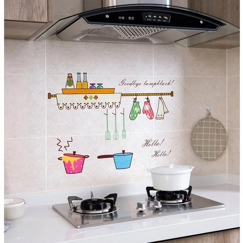 

Oil-Proof Stickers Home Wall Decorative Sticker Kitchen Stove High Temperature Resistant Self-Adhesive Waterproof Wall Stickers