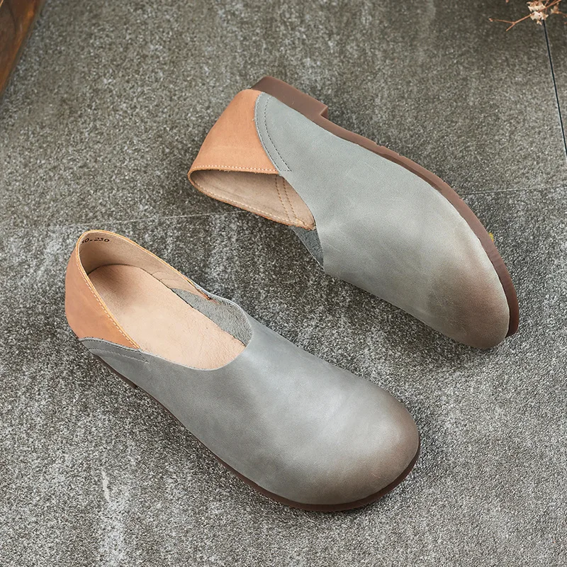 

Fashion Mori Girl Style Flats Shoes Genuine Leather Slip On Ladies Leather Shoes