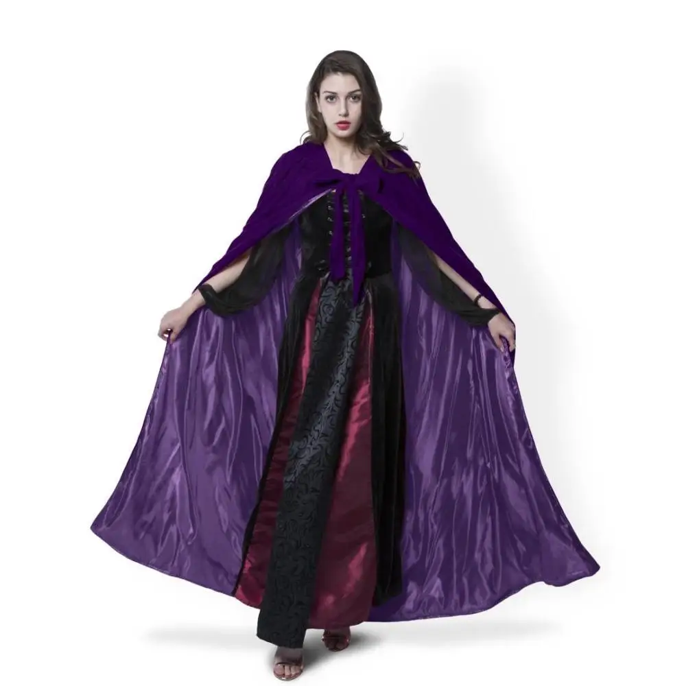Фиолетовый плащ бархатная накидка с капюшоном унисекс для женщин и мужчин
