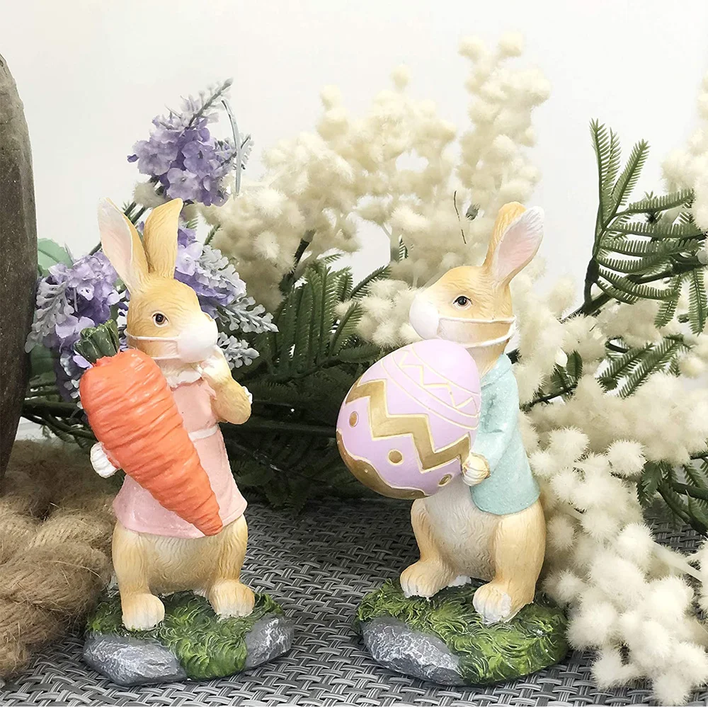

Полимерный кролик с украшением в виде моркови, весенние декоративные фигурки, настольные аксессуары для вечерние ринки, домашнего праздник...
