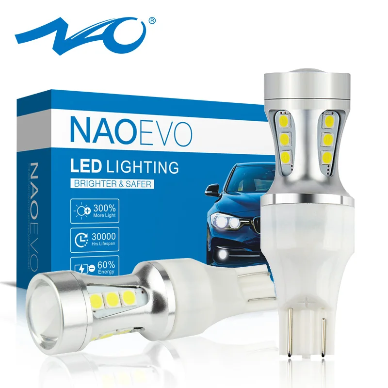 Светодиодная лампа NAO W16W T15 CANBUS без ошибок 921 красный белый автомобильный