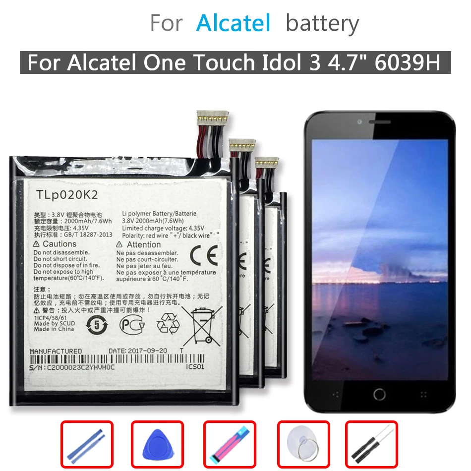 Аккумулятор 2000 мАч для Alcatel One Touch Idol 3 (4 7) 6039 6039H 6039Y 6039K TLP020K2/tlp020kj|Аккумуляторы
