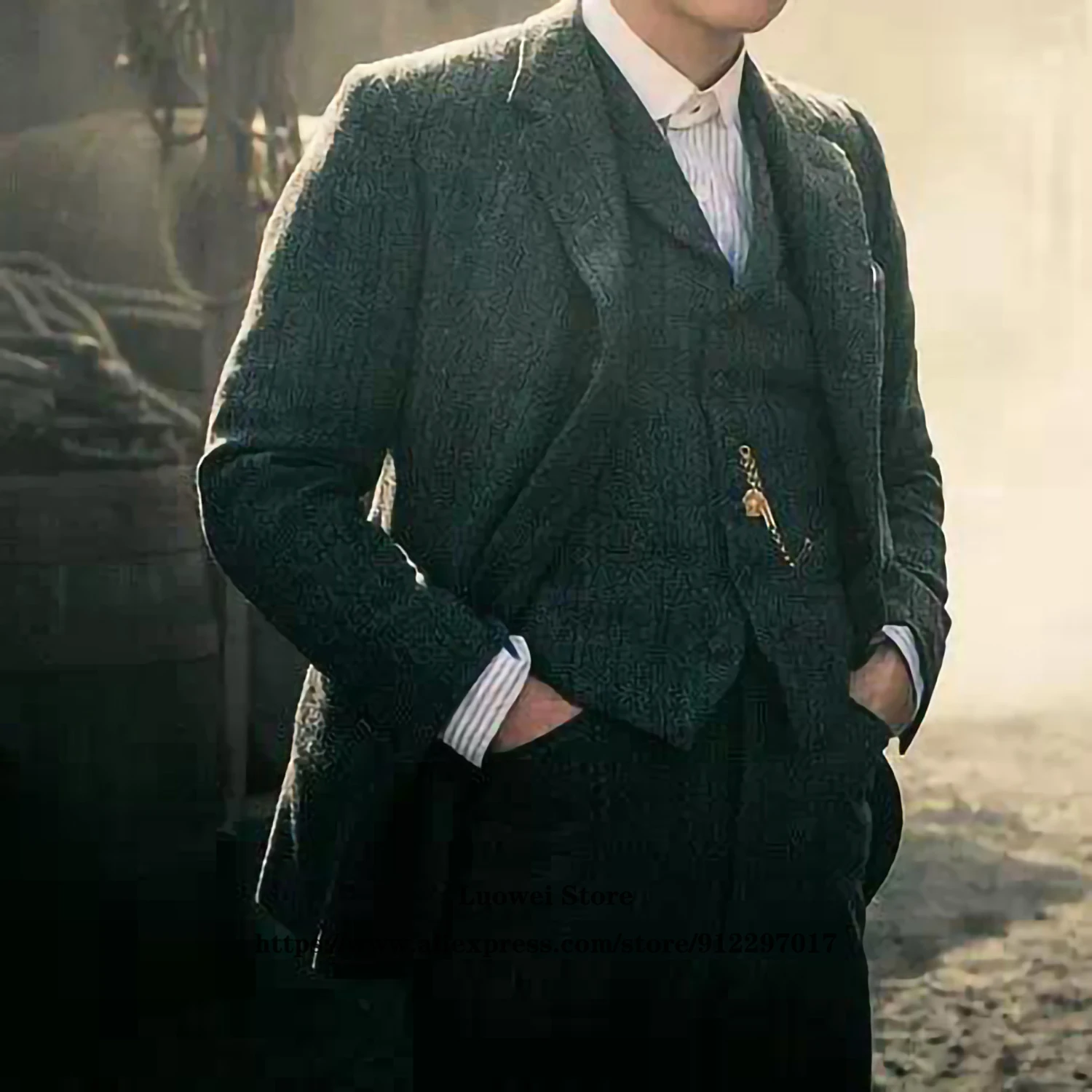 Классические твидовые мужские костюмы Официальный деловой пиджак шерстяной
