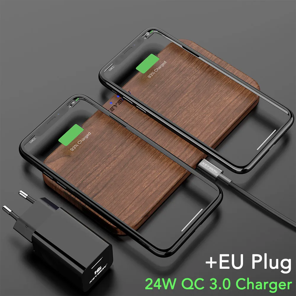 EU Plug KEYSION 5 катушек двойной QI Быстрое беспроводное зарядное устройство Подставка/коврик конвертируемая Зарядка для IPhone 11 XS Max XR samsung Note 10 S10 AirPods - Цвет: EU Plug