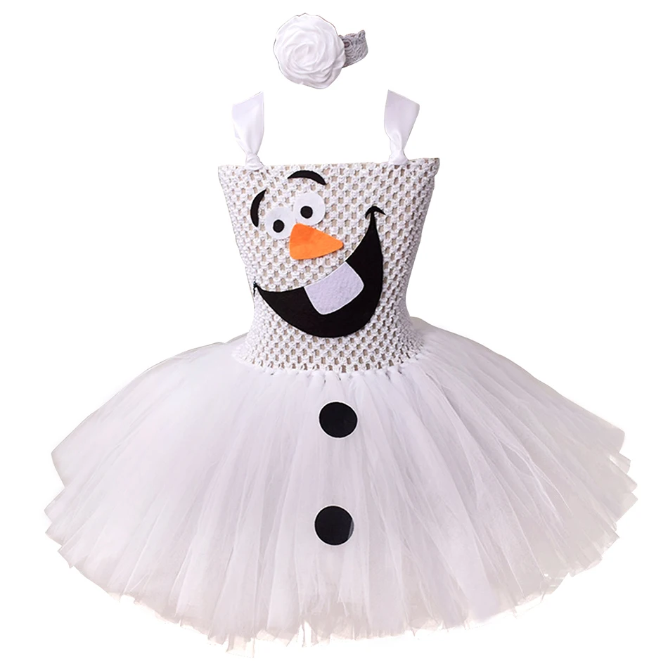 Snowman Olaf Children's Dress Cute Princess Ball Gown Fancy Snow Queen Elsa Christmas Birthday Party Costume For Girls Tutu | Детская