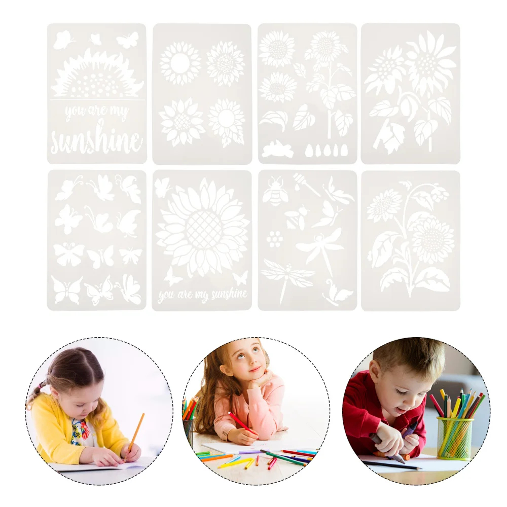 

8pcs DIY Sunflower Hollow Painting Templates Crafts Drawing Stencil Templates