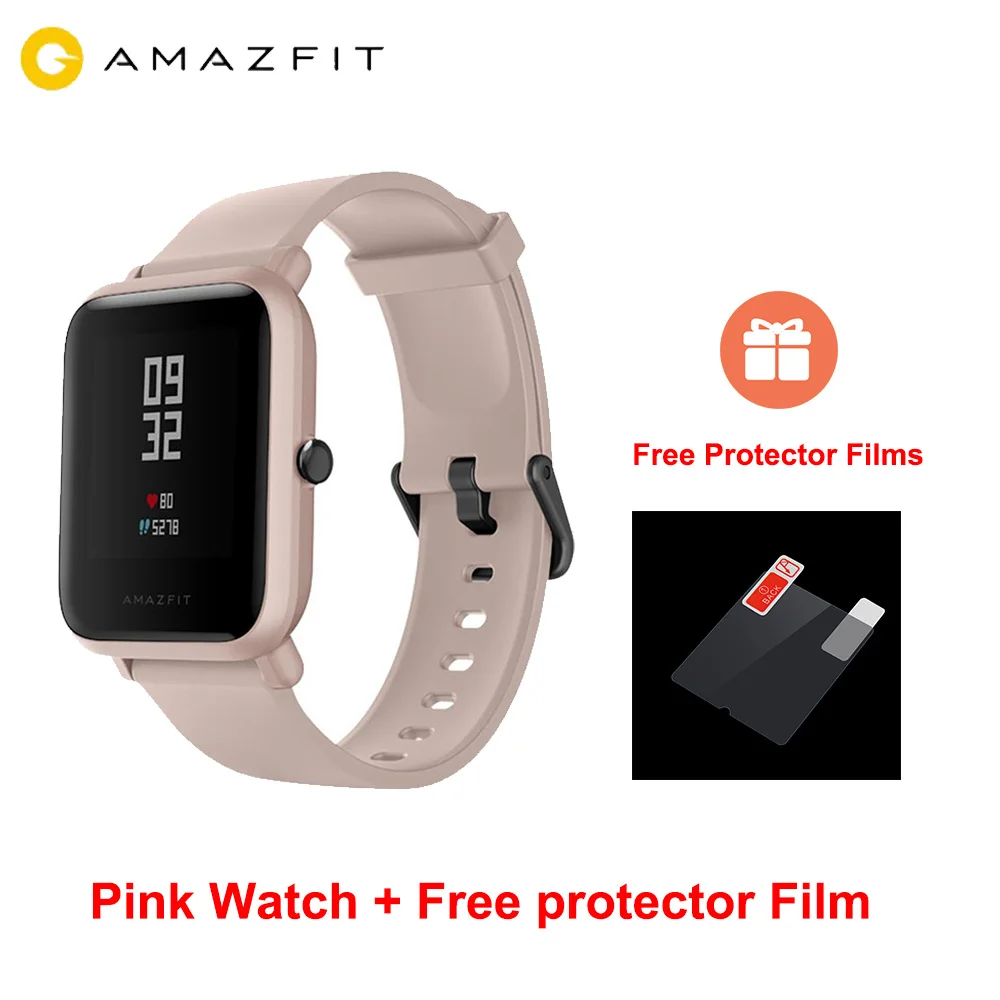 Pink Английская версия Huami AMAZFIT Bip Lite Смарт часы 45 дней в режиме ожидания 3ATM водонепроницаемый трекер здоровья Умные часы для мужчин и женщин - Цвет: Pink