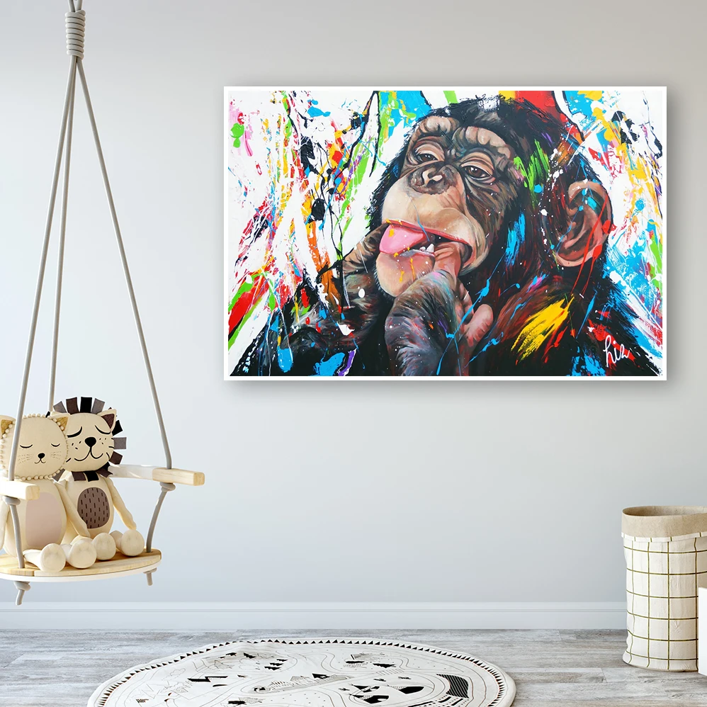 Абстрактная картина на холсте Смешное прекрасное животное орангутан HD печать изображения настенного искусства плакат Декор для детской комнаты спальни дома.