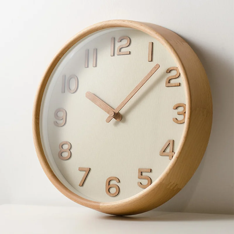 

Japanese style solid wood wall clock 3D ornaments indoor home decoration simple living room modern craft design wall hanging