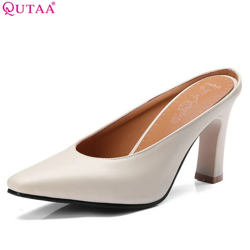 Женские туфли лодочки на платформе QUTAA черные из искусственной кожи высоком