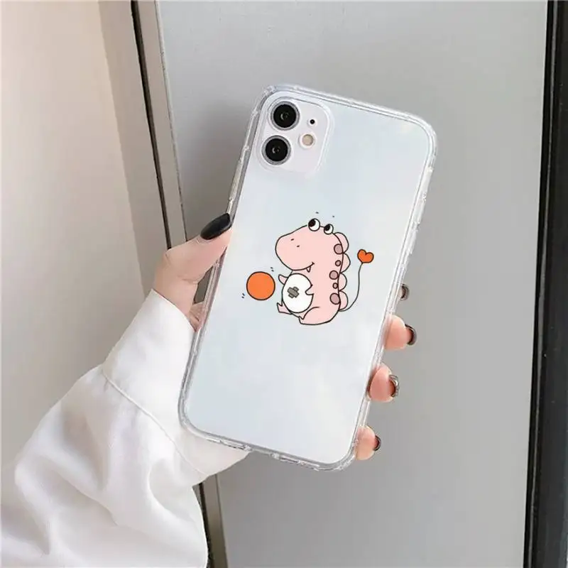 

Creative cute dinosaur Phone Case Transparent for iPhone 11 12 mini pro XS MAX 8 7 6 6S Plus X 5S SE 2020 XR