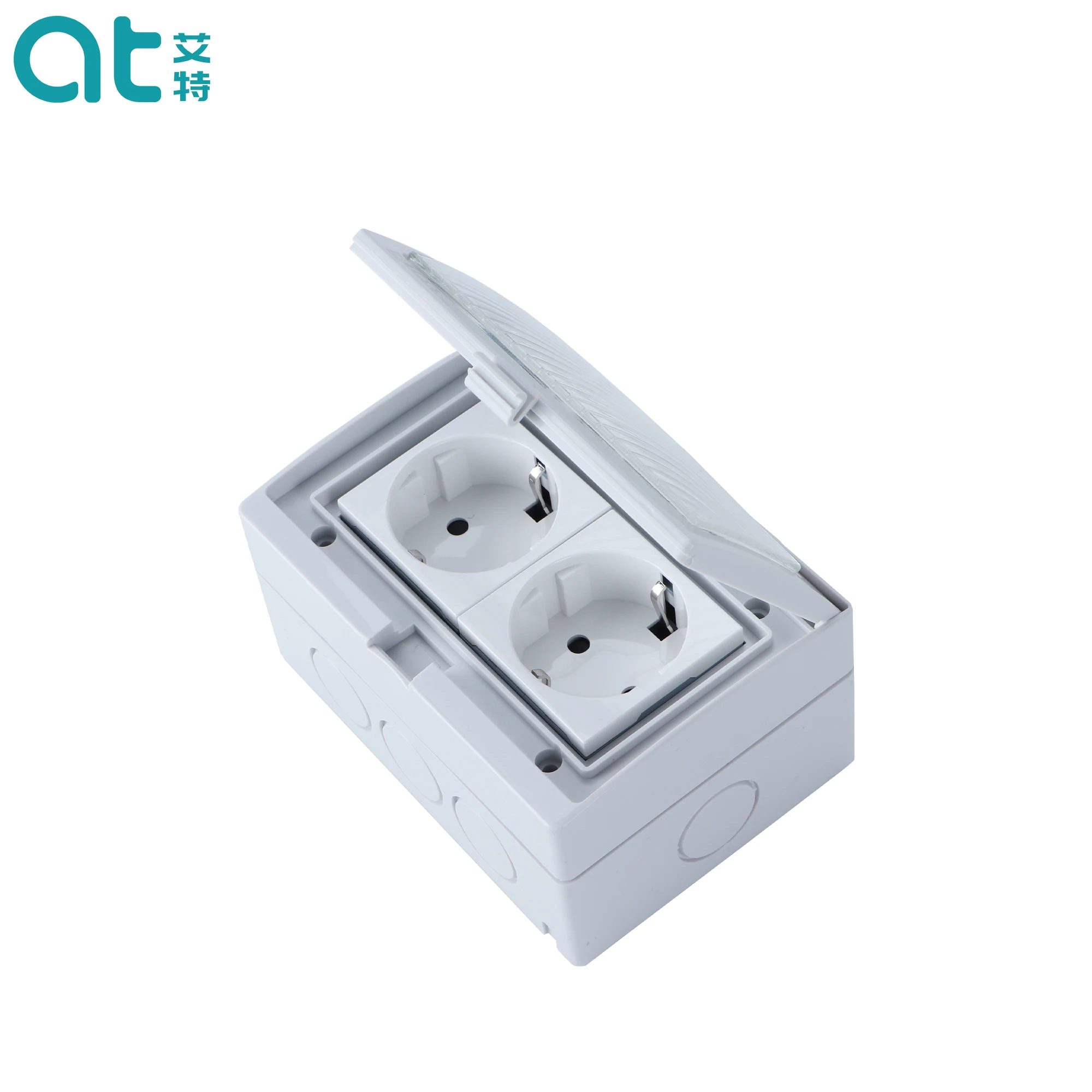 

IP55 Waterproof European German Standard Double Wall Wall Socket Industrial Socket White 250V