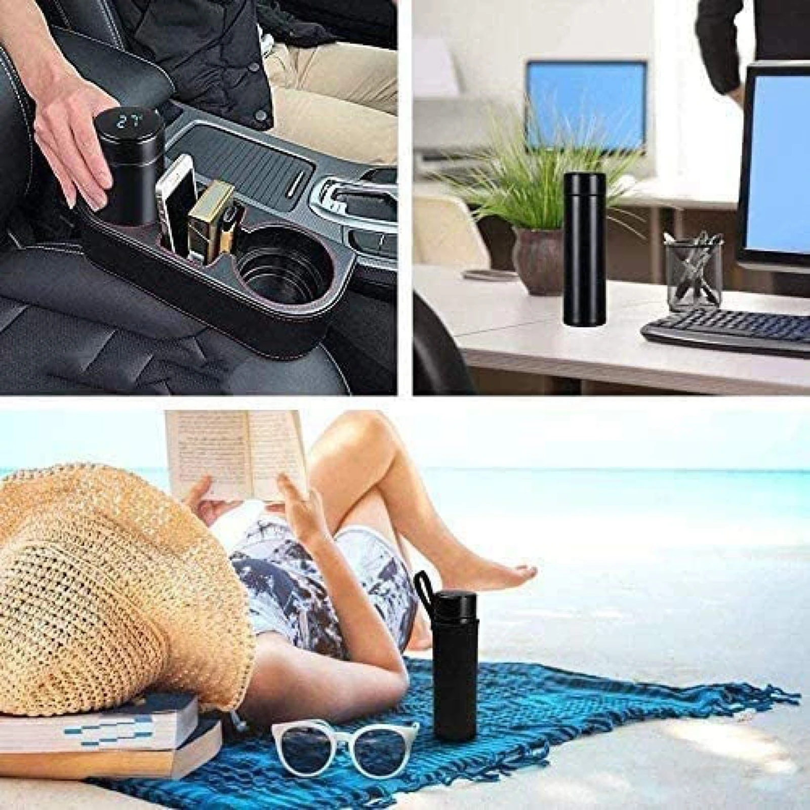 

500ml Water Bottle Vacuum Insulated Mug 304 Stainless Steel Led Touches Screen Temperature Display Cup THIN889