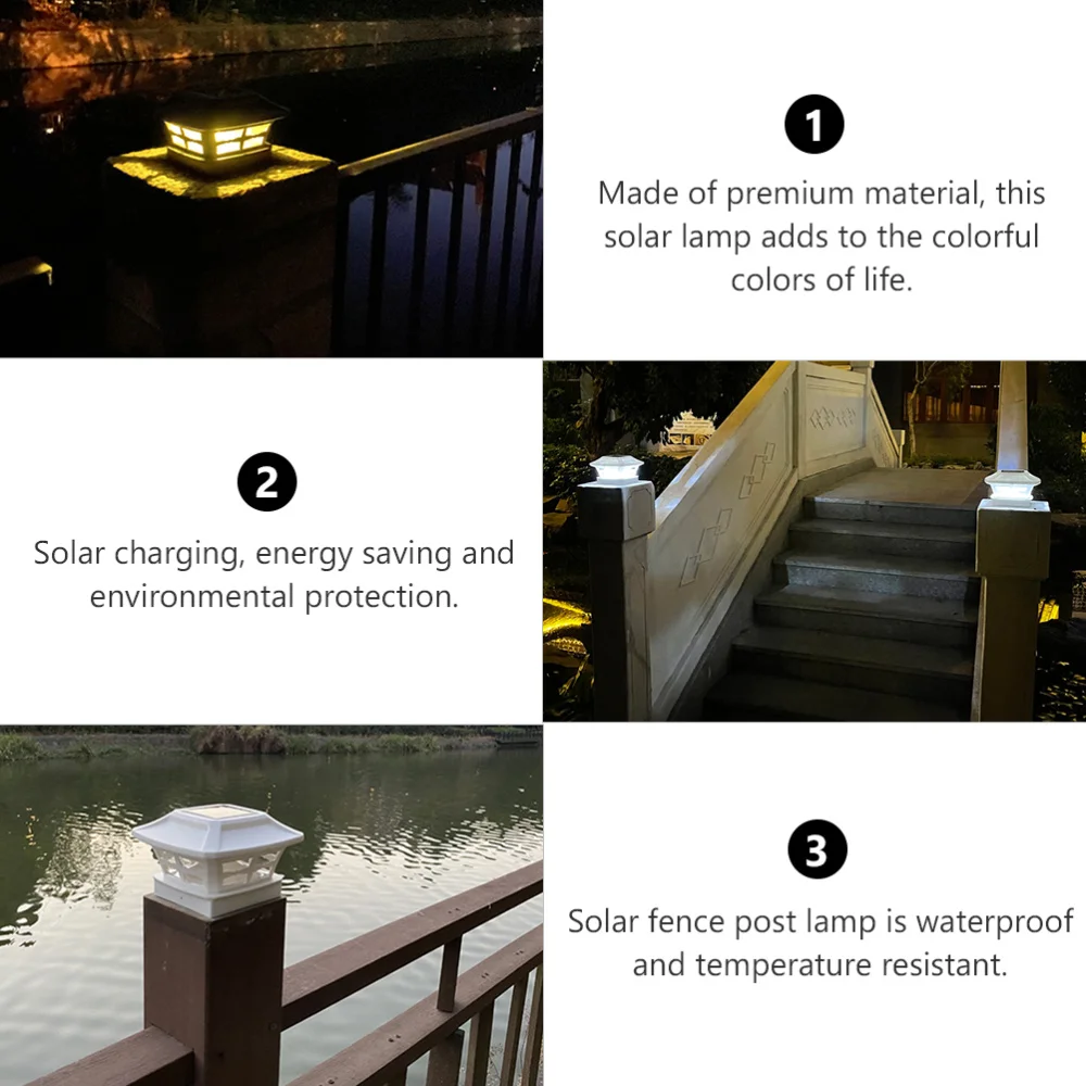 

1pc Fence Pillar Light Garden Solar Fence Post Light Courtyard Decorative Lamp