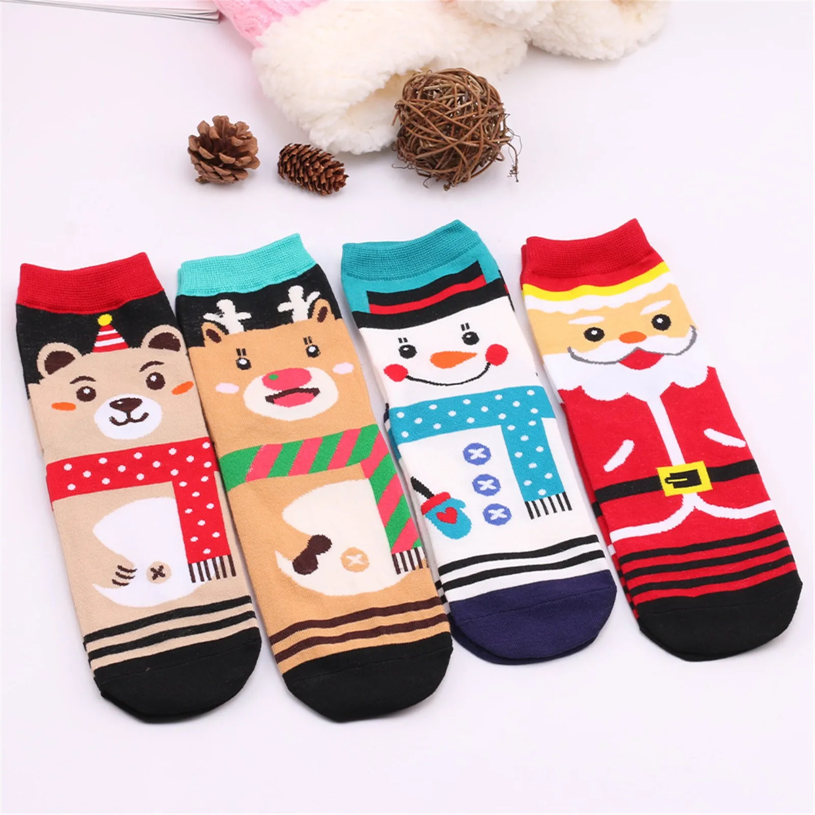 New Funny Socks Women's Winter Christmas Cute Plush Ear Cartoon Animal Print Super Soft Warm Cotton Female Ankle | Женская одежда
