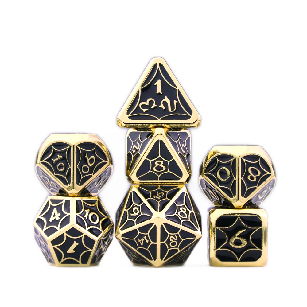 Набор металлических игральных костей DND 7 шт. многогранные кубики с кожаным