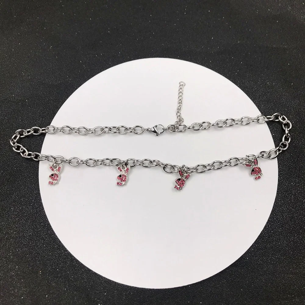 

New fashion punk hip hop trend ladies party holiday rabbit alloy diamond personalized necklace HIPPOP rock street clavicle chain