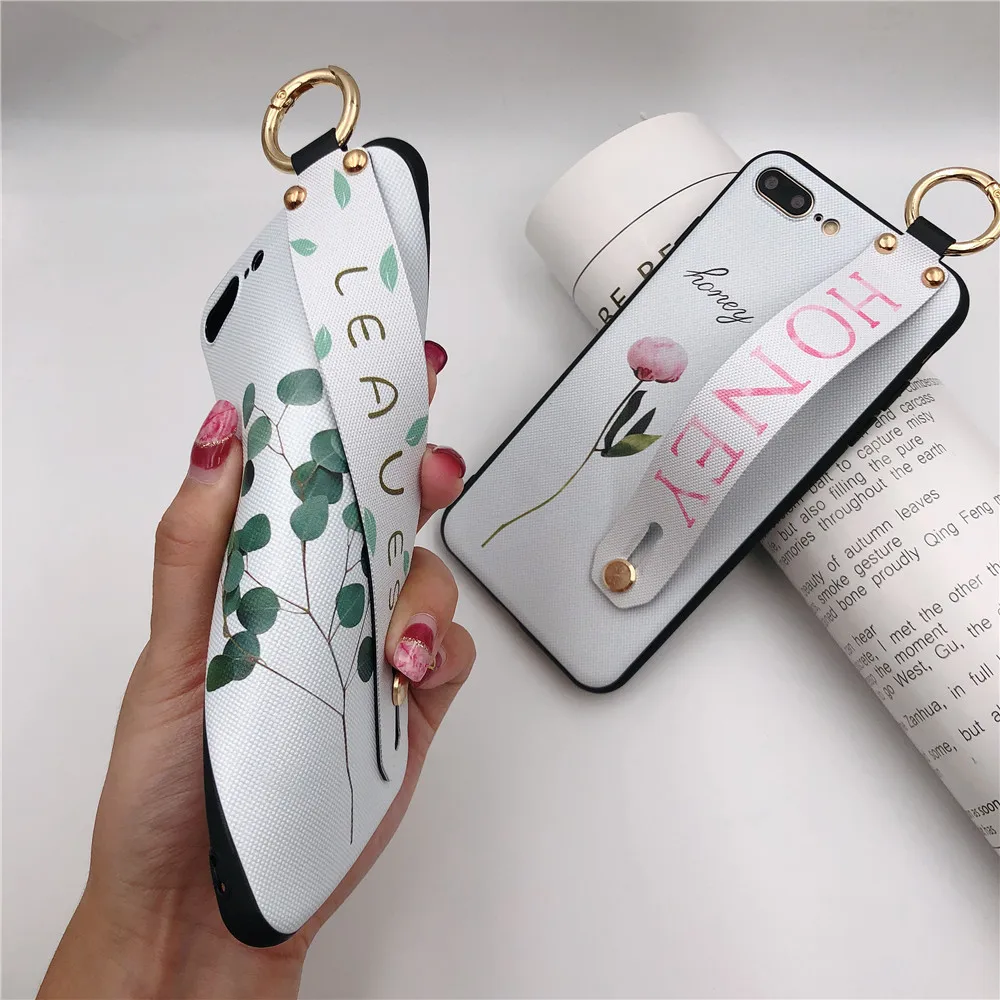 Модный цветочный 3D листья ремешок чехол для iPhone X XR XS 6 6s 7 8 plus макс с шнур шеи