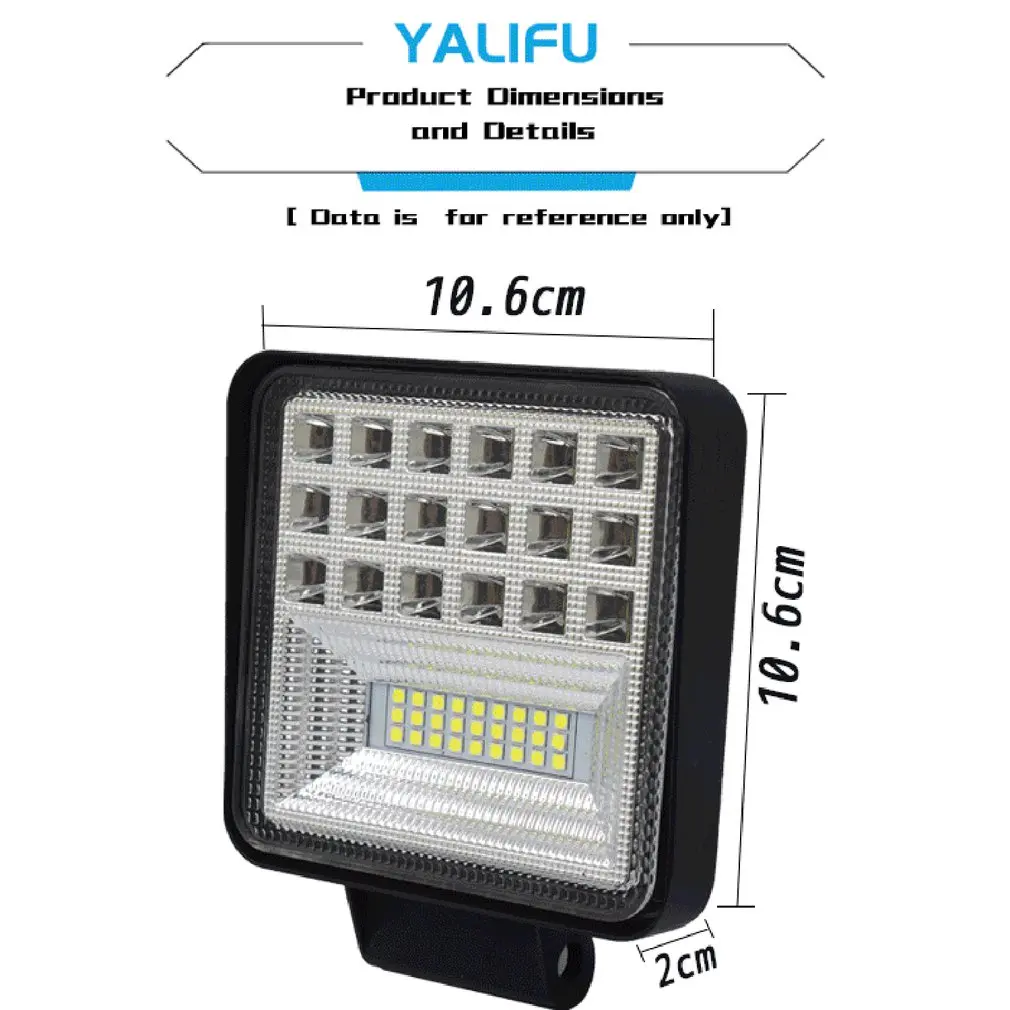 

Car led square 126w work light auxiliary truck off-road motorcycle maintenance spotlight bright durable lights