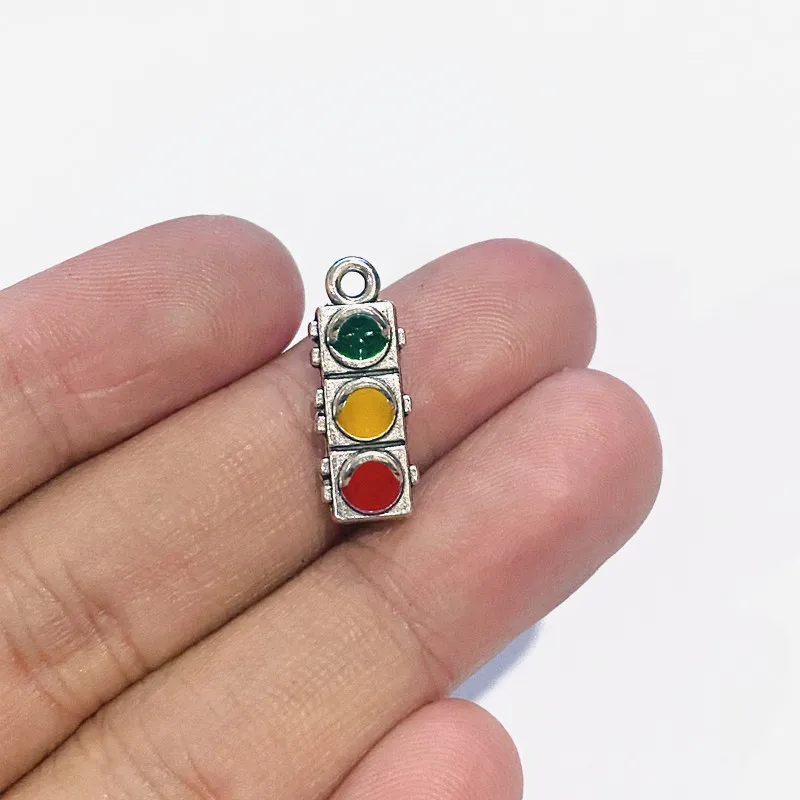 

12pcs/lot Traffic Light Pendant Necklace Key Earring Charms For Women Findings Jewelry Making Supplies DIY Handmade Crafts