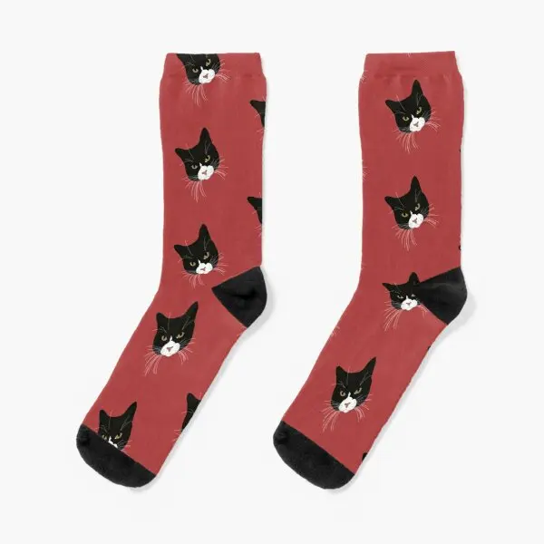 

Tuxedo Cat Crew Socks Knee High Women Black Best Mens Ankle