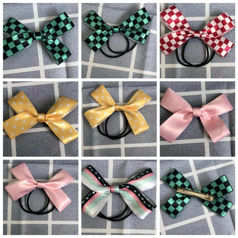 

Anime Demon Slayer Kimetsu No Yaiba Hair Rope Ladies Hair Tie Striped Lady Scrunchies Ponytail Hair Girl Ropes Cosplay Gift