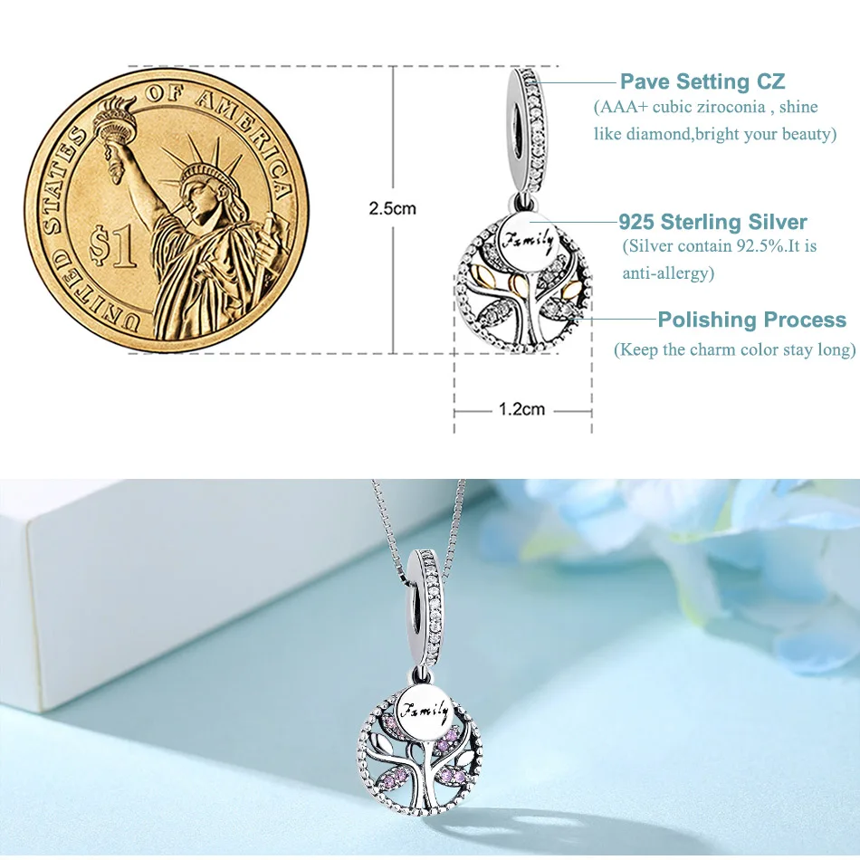 Подходят оригинальный браслет с шармами 925 стерлингового серебра кулон Шарм