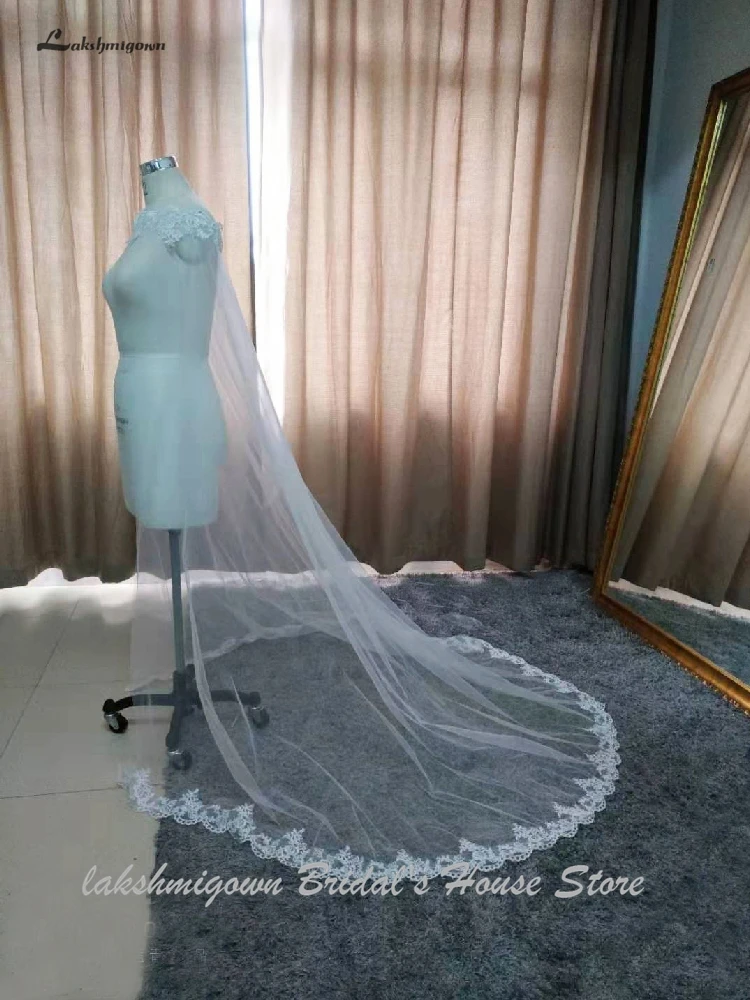 

Lakshmigown Lace Appliqued Tulle 2m Long Bridal Wraps Women Capes Sexy Bridal Bolero Femme Off Shoulder Wedding Accessories 2019