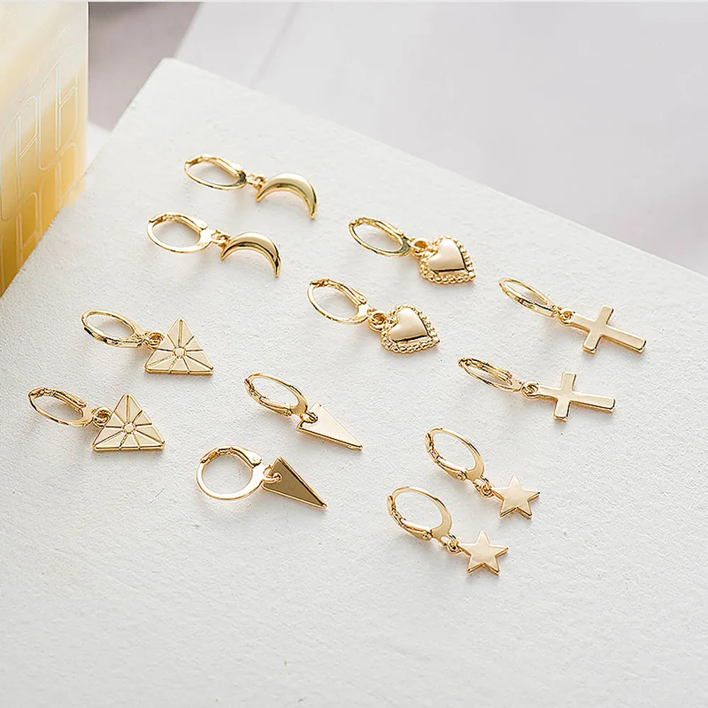 Крошечные висячие серьги Морская ракушка для женщин и девушек Золотые круглые