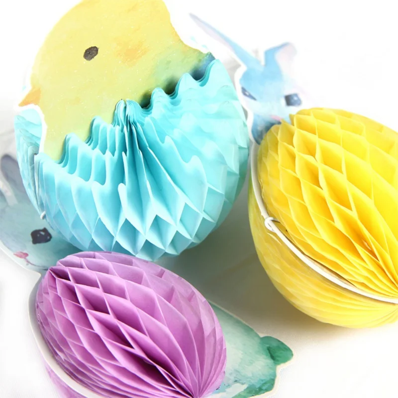 

16pcs Easter Animal Honeycomb Ball Ornament Paper Rabbit Honeycomb Ball Hanging Party Home Decor
