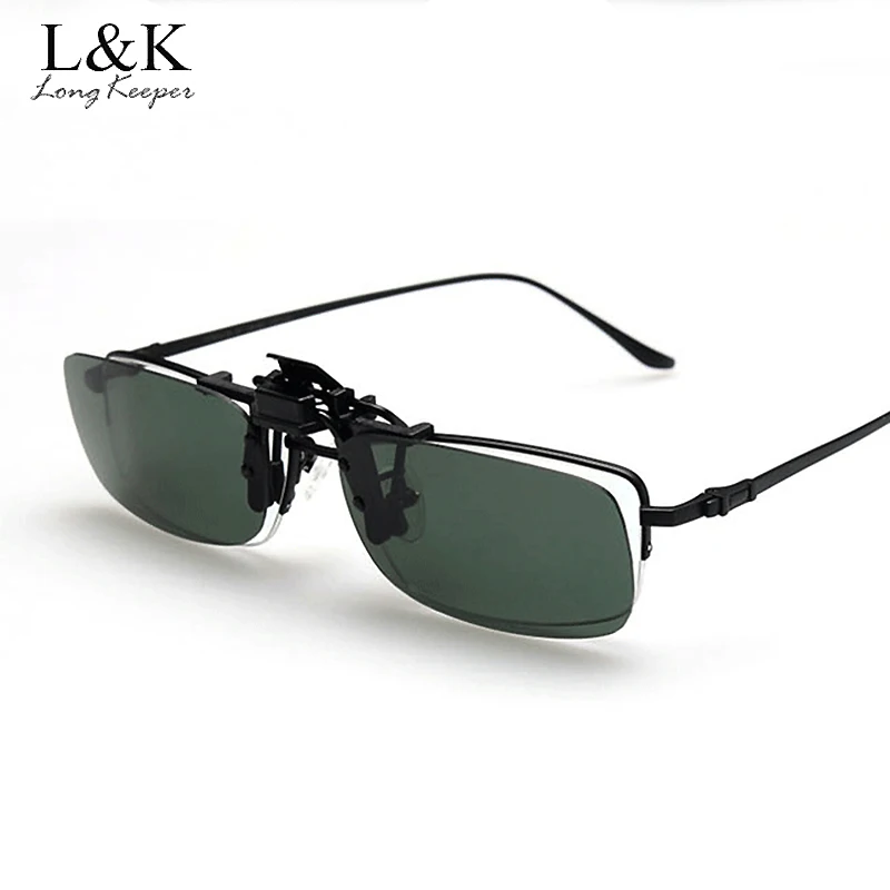 

New Cycling Driving Clip on Sunglasses For Men Fashion Sun Glasses Night Vision Eyeglasses Anti Glare Vintage Square Glasses