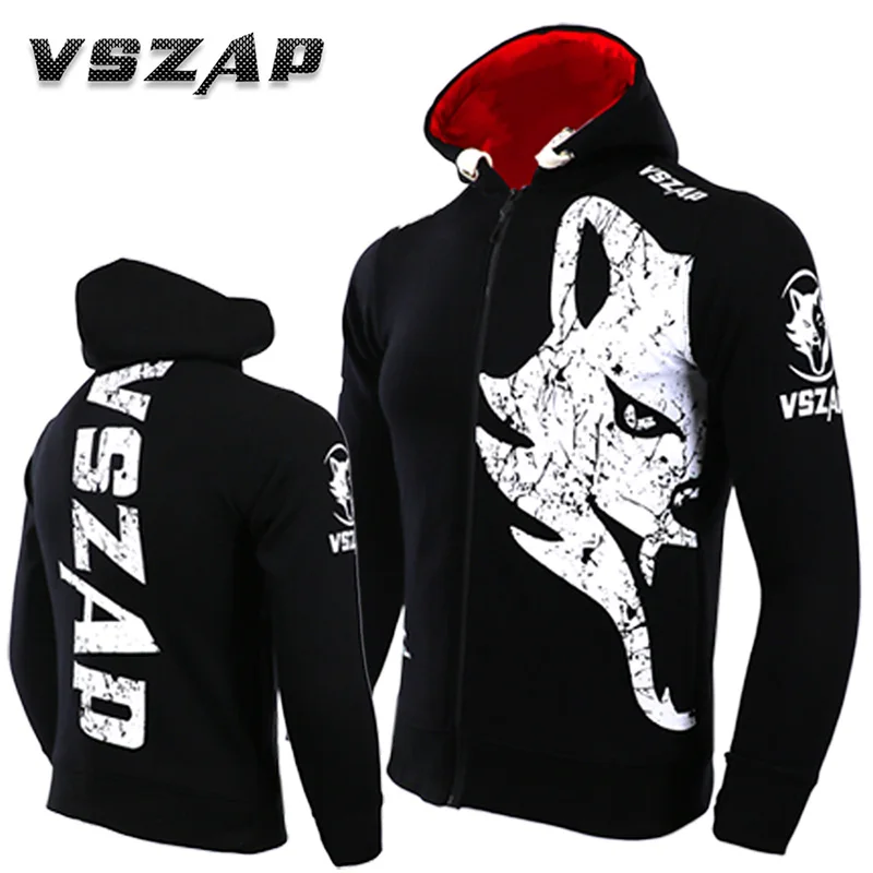 VSZAP MMA куртка с длинными рукавами толстовки Муай Тай боксер утепленная дышащая толстовка мужские спортивные куртки