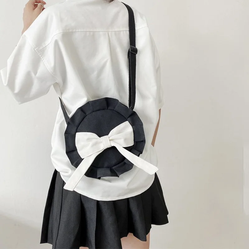 Сумка женская тканевая круглая с большим бантом повседневная 2020 |