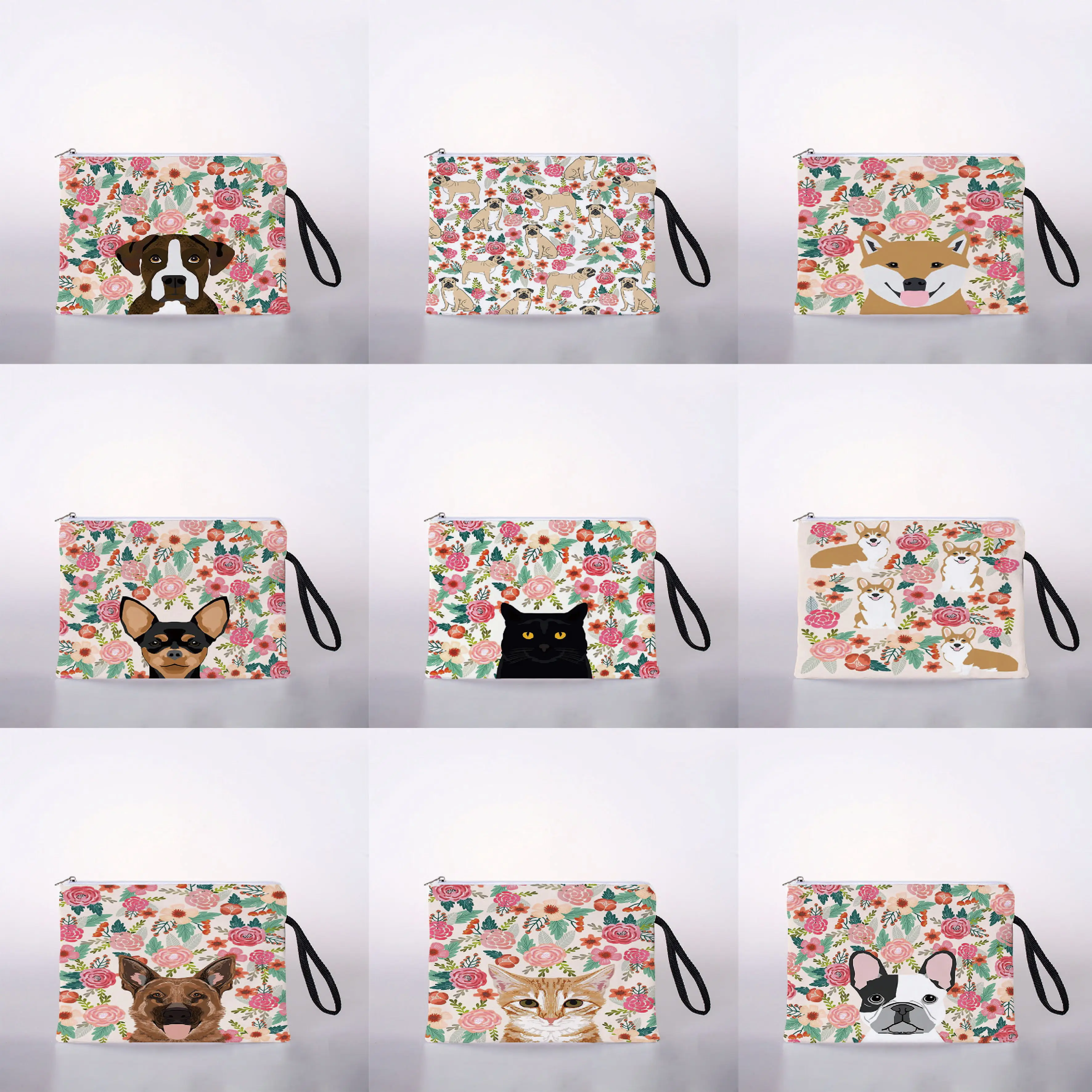 

Women's cosmetic bag pet flower digital printing cosmetic bag travel storage bag cosmetic bag
