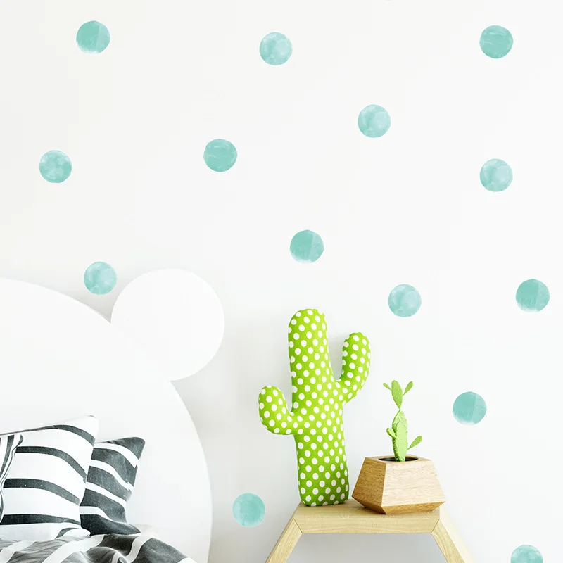 

Watercolor Mint Green Dot Wall Sticker Home Room Decoration Accessories for Kids Baby Shower pegatinas de pared