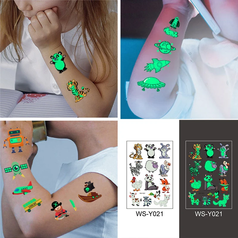

Water Transfer Luminous Tattoo Mermaid Sticker Fake Tattoo Party Cartoon Body Sticker Disposable Waterproof Tattoo Stickers