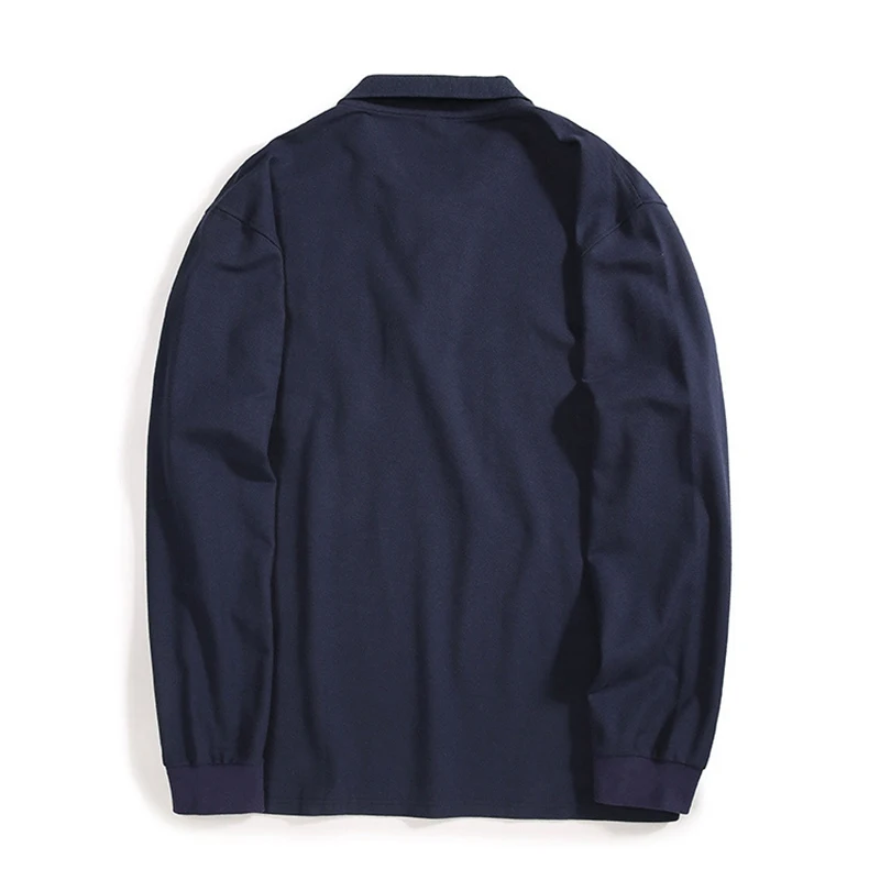 

autumn men t-shirt turn-down collar cotton long sleeve tshirt pocket plus size big 5XL 6XL 7XL 8XL casual simple black tees tops