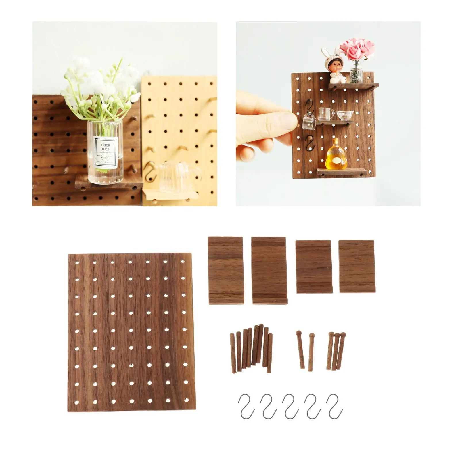 

1:6 1:12 Scale DIY Dollhouse Mini Wood Wall Mounted Shelf Stand Kitchen
