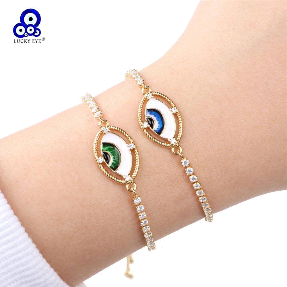 

Браслет-цепочка с микрозакрепкой «удачный глаз» из циркония, регулируемый браслет с шармами «сглаза» для женщин и девушек, мужчин, модные ю...