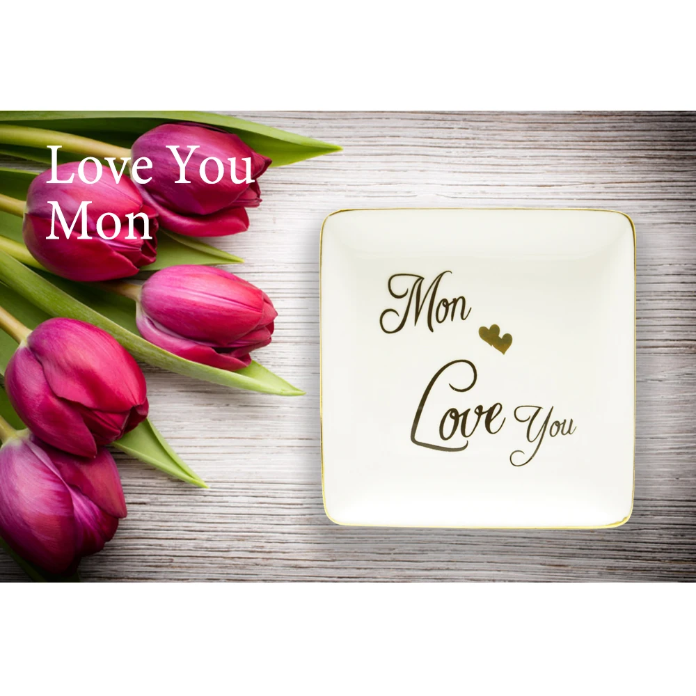 Тарелка кольцо с надписью Mom love you|Миски и тарелки| |