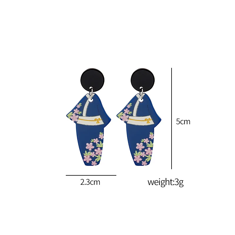 

LOVOACC Personality Fan Kimono Print Hanging Earrings for Women Unique Design Resin Arcylic Dangle Drop Earrings Brincos 2021