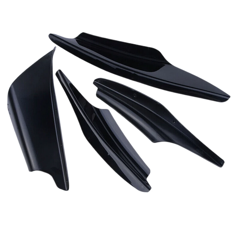 4Pc Universal Plastic Surface Car Bumper Front Lip Wrap Angle Spoiler Shovel