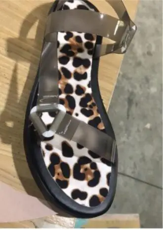 

40-43 flat heel colorful leopard print flat bottom women's open toe sandal