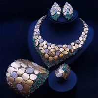 godki famous brand bling sequins luxury africa dubai jewelry sets for women wedding party zircon wedding bridal jewelry set gift