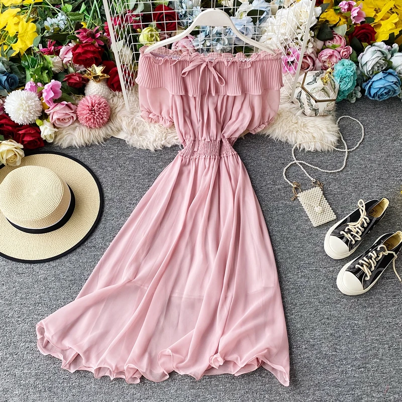 Платье женское Плиссированное в Корейском стиле элегантное пикантное длинное