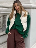 zxqj women warm short waistcoats 2021 autumn winter fashion ladies vintage puffer vest jacket sweet female sleeveless outerwear