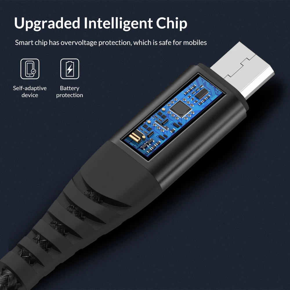 TOPK Micro USB кабель нейлоновый плетеный для синхронизации данных Samsung S7 Edge Xiaomi Redmi 4X