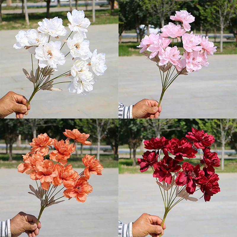 

9 Head Bundle of Small Peony Imitation Flowers Wedding Hall Home Outdoor Garden Background Wall Soft Cloth Fake Flowers Rose